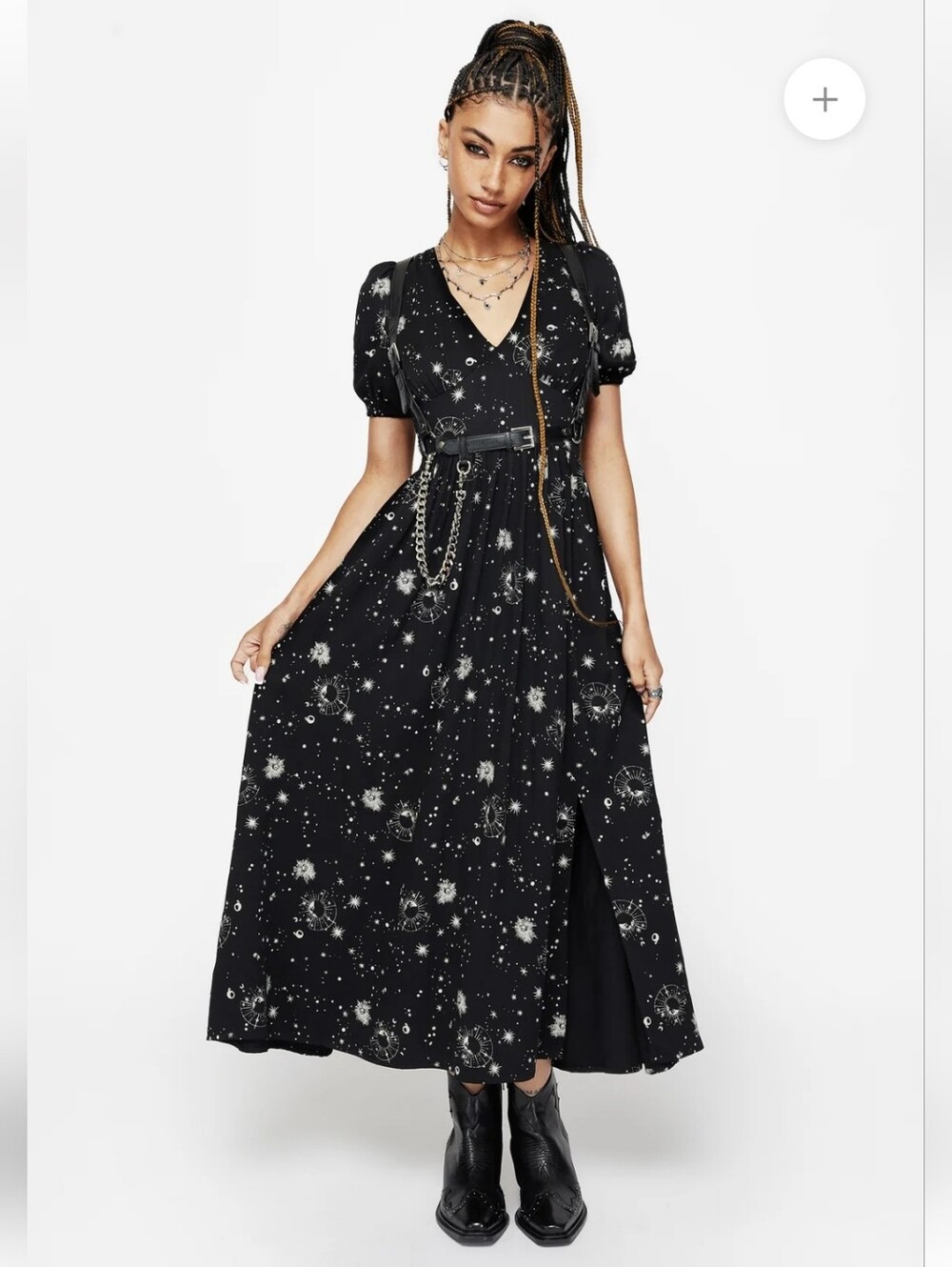 Disturbia Comet Celestial Puff Sleeve Midaxi Dress ✨ US 2 / UK 6 NWT